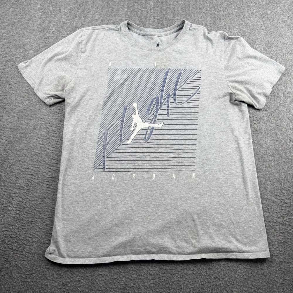 Jordan‎ Air Flight Men's L Large Graphic T-Shirt Grey Heather Jumpman Logo
